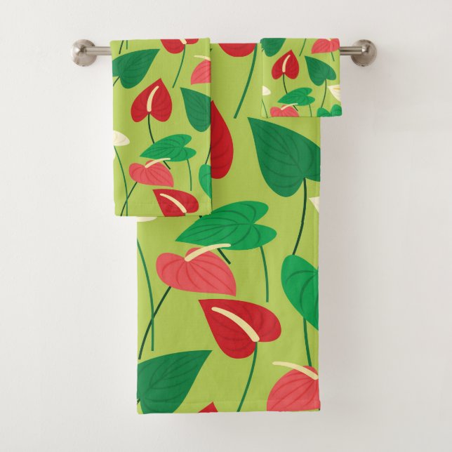 Farbige Flamingo-Blume Muster Badetuch Set (Insitu)