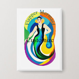 Farbige Flapper Meerjungfrau Thunder_Cove Button