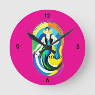 Farbige Flapper Meerjungfrau Thunder_Cove Runde Wanduhr