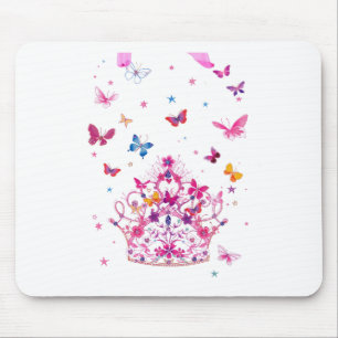 Farbige fliegende Schmetterlinge mit Kronen-Kunstp Mousepad