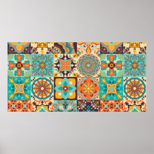 Farbige Fliesen Azulejos. Traditionelles Portugies Poster
