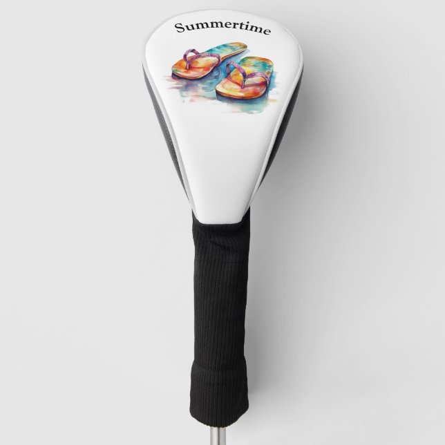 farbige Flip Flops Aquarell anpassbar Golf Headcover (Vorderseite)