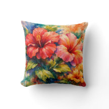 Farbige florale Aquarell-Hibiskus-Kunst