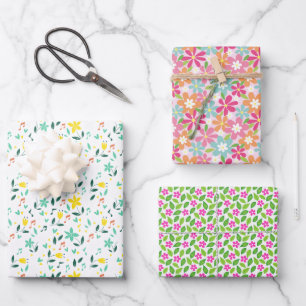Farbige florale Babyparty geschlechtsneutral Geschenkpapier Set
