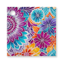 Farbige florale Batik-Kunst-Geschenkanhänger