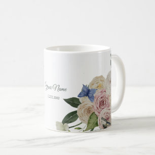 Farbige Florale Blaue Schmetterling Grüne Hochzeit Kaffeetasse