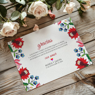 Farbige florale botanische moderne spanische Hochz Dankeskarte
