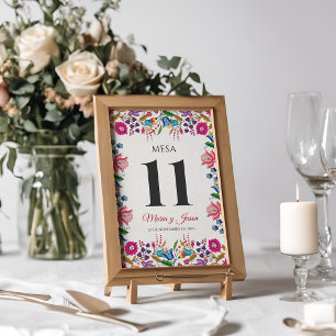 Farbige Florale Botanische Moderne Spanische Hochz Tischnummer