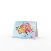 Farbige Florale Dankeskarten im Wasserfarblook