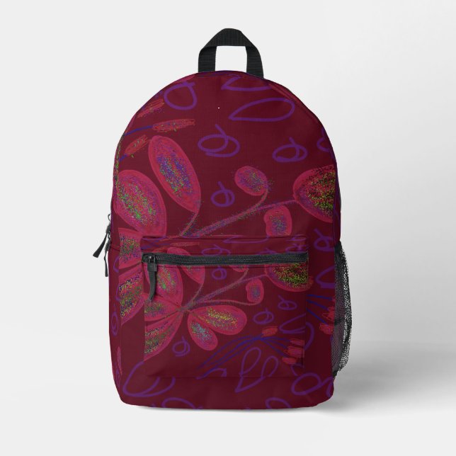 Farbige florale Druckauflage Bedruckter Rucksack (Vorderseite)