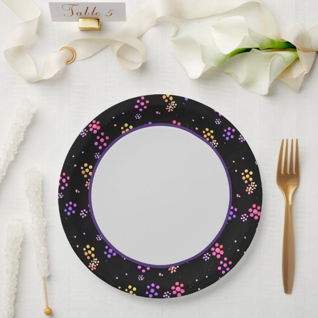 Farbige, florale Druckplatte Pappteller (Hochzeit)