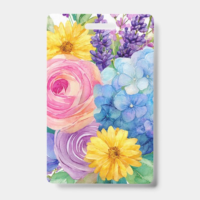 Farbige florale Namensschilder | Ausweis (Vorderseite)