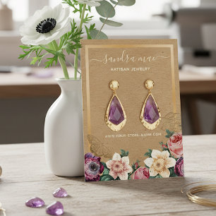 Farbige florale Ohrring-Schmuckdisplaykarte Visitenkarte