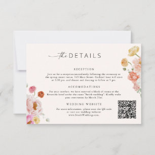 Farbige Florale QR-Code-Details Hochzeitskarte Einladung