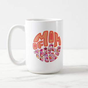 Farbige Florale Typografie Mutter Von Drei Geburts Kaffeetasse