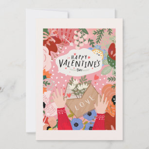 Farbige Florale Valentinstag  Karte