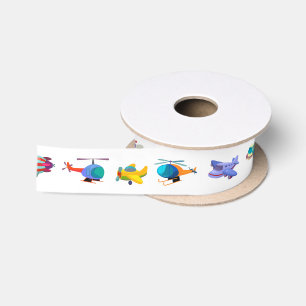 Farbige Flugzeuge Satin Ribbon Satinband