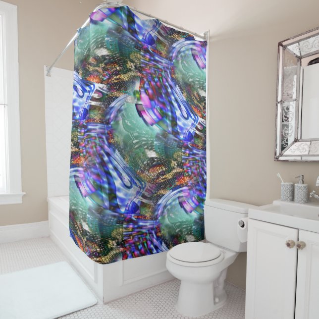 Farbige Fluktuation virtueller Bilder über Schlach Duschvorhang (Beispiel)