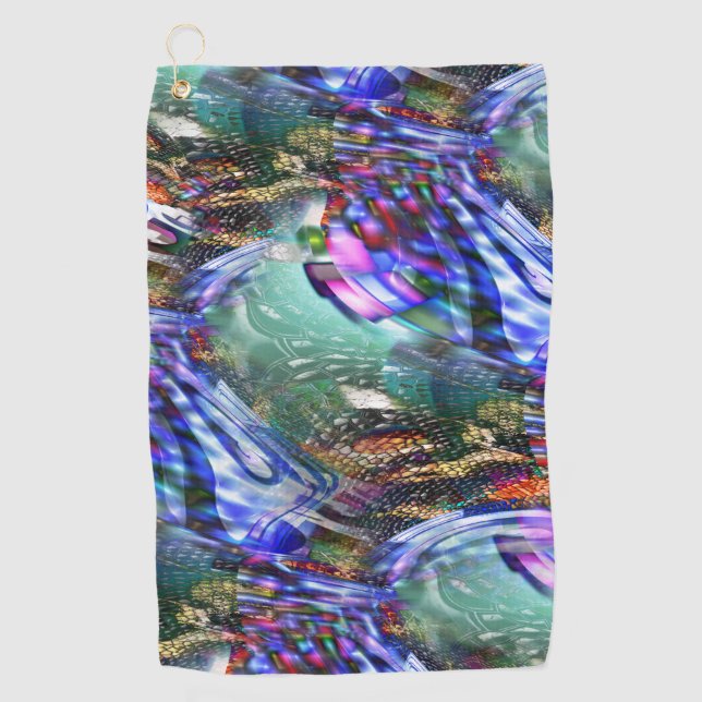 Farbige Fluktuation virtueller Bilder über Schlach Golfhandtuch (Vorderseite)