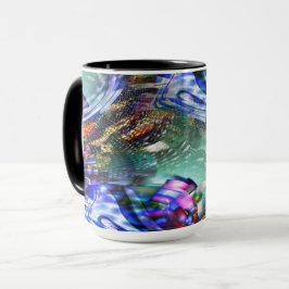 Farbige Fluktuation virtueller Bilder über Schlach Tasse