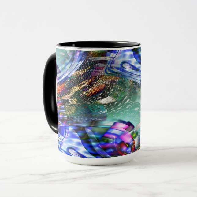 Farbige Fluktuation virtueller Bilder über Schlach Tasse (Vorderseite Links)