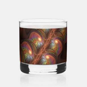 Farbige fluoreszierende abstrakte moderne braune F Whiskyglas