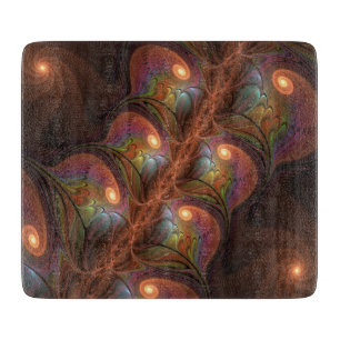 Farbige fluoreszierende abstrakte trippy braune Fr Schneidebrett
