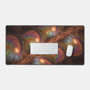Farbige fluoreszierende abstrakte trippy braune Fr Schreibtischunterlage