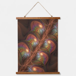 Farbige fluoreszierende abstrakte trippy braune Fr Wandteppich Mit Holzrahmen