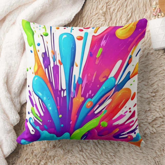 Farbige flüssige Paint Splashes Kissen (Decke)