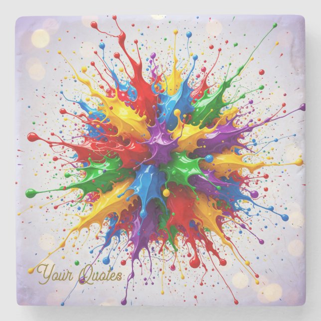 Farbige Flüssigmalexplosion Abstrakt Kunst Steinuntersetzer (Vorderseite)