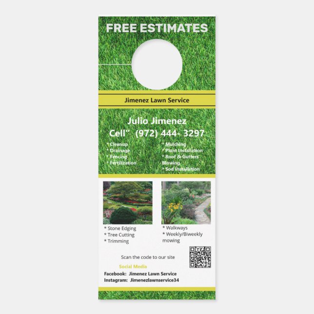 Farbige Foto Landscape Services QR Code Türanhänger (Vorderseite)