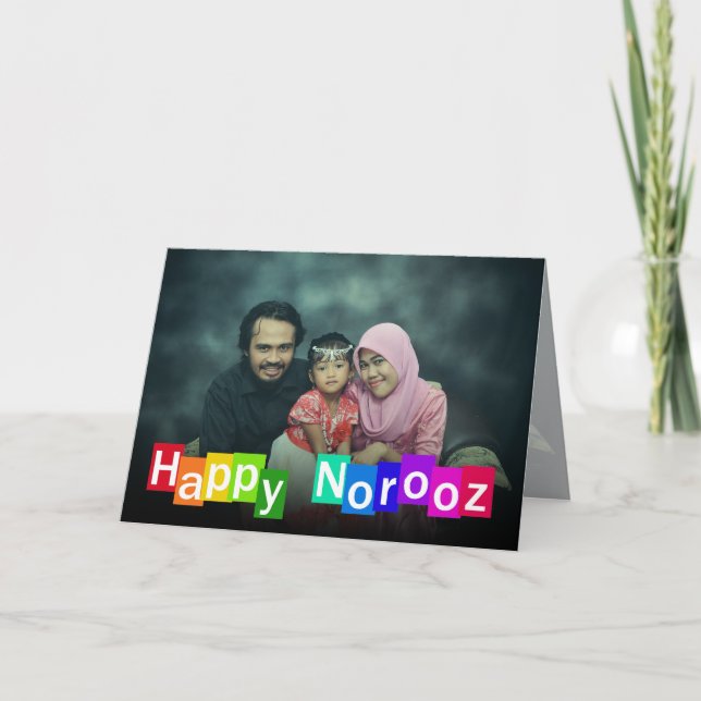 Farbige Foto Typografie glücklich Norooz Neues Jah Karte (Vorderseite)