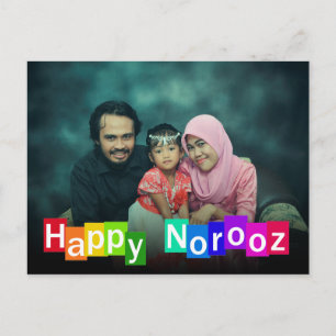 Farbige Foto Typografie glücklich Norooz Neues Jah Postkarte