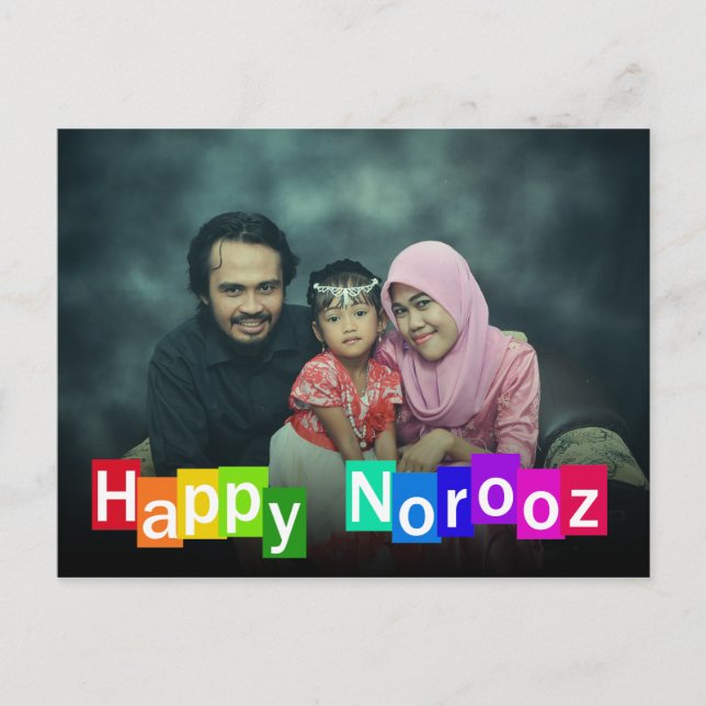 Farbige Foto Typografie glücklich Norooz Neues Jah Postkarte (Vorderseite)