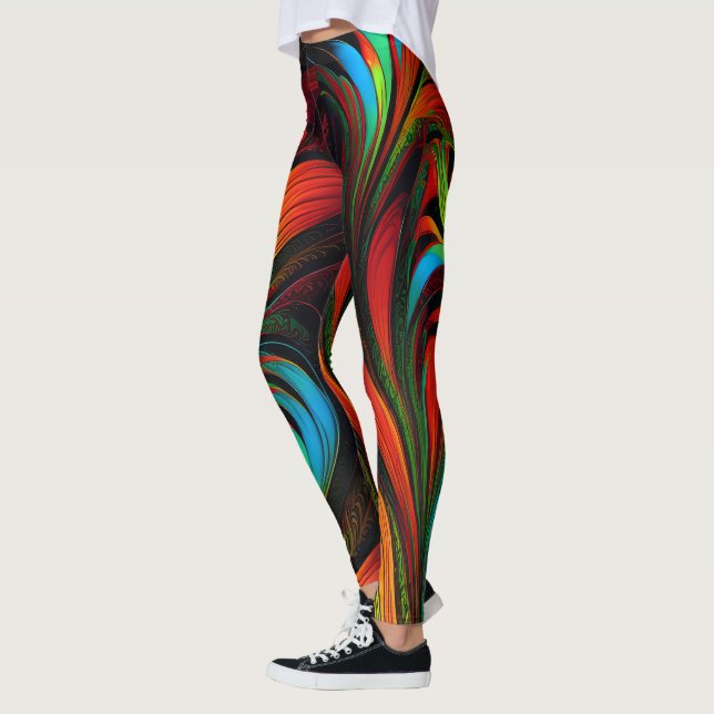Farbige Fraktal-Blume Leggings (Links)