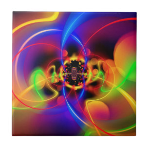 Farbige Fraktal Neon Light Waves Keramik Tile Fliese