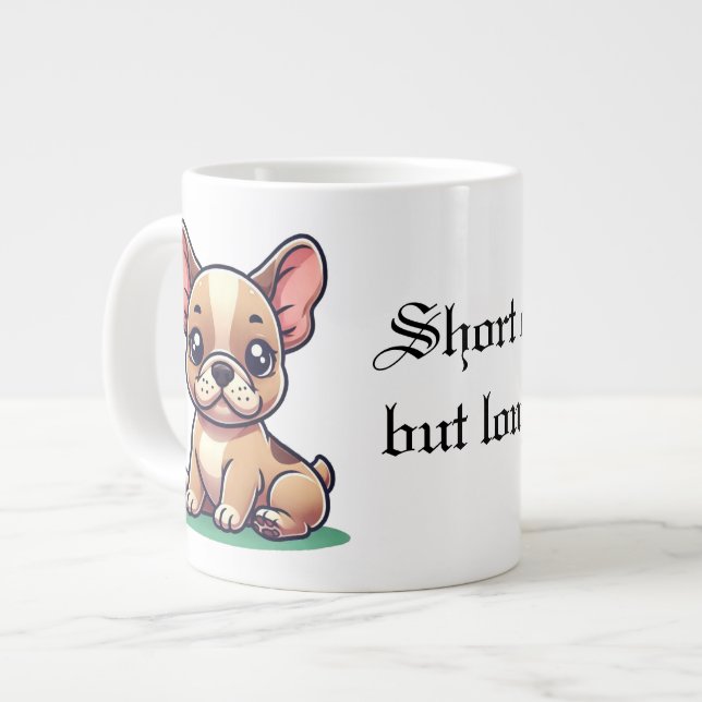 Farbige französische Bulldogge Zitat Grafik Jumbo-Tasse (Vorderseite Links)