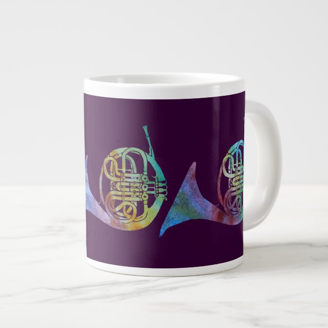 Farbige französische Hörner auf dem Plum Jumbo-Tasse (Vorderseite Rechts)