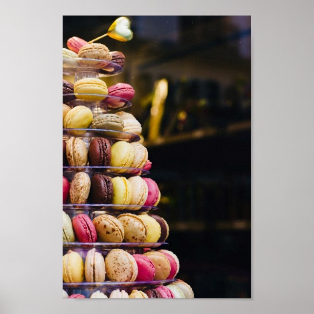 Farbige französische Macarons Tower Fotografie Poster (Vorne)