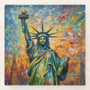 Farbige Freiheitsstatue New York Kunst Glasuntersetzer