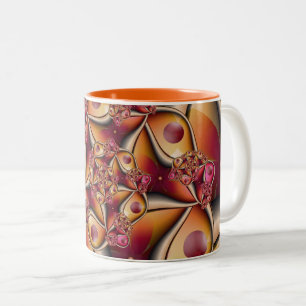 Farbige Freude Abstrakt Rot Orange Fantasy Fraktal Zweifarbige Tasse