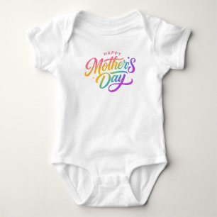 Farbige Frohe Muttertags-Regenbogen-Kalligrafie    Baby Strampler