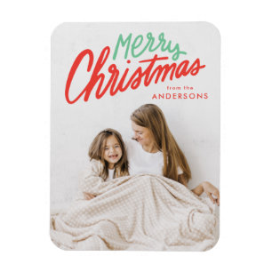 Farbige Frohe Weihnachten Rot und Grün Foto Magnet