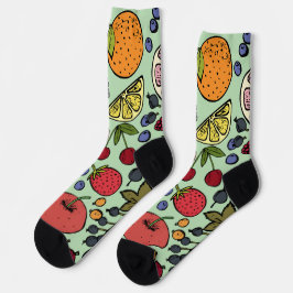 Farbige Früchte mit Niedlichem Muster im grünen Hi Socken