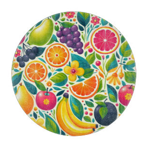 Farbige Früchte Schneidebrett