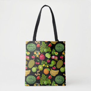 Farbige Fruchtmuster 01.b Schwarze BG Tasche