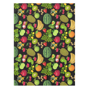 Farbige Fruchtmuster 01.b Schwarze BG Tischdecke