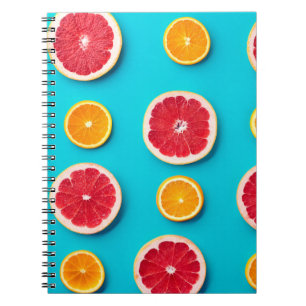 Farbige Fruchtmuster, frisch orange und grapefisch Notizblock