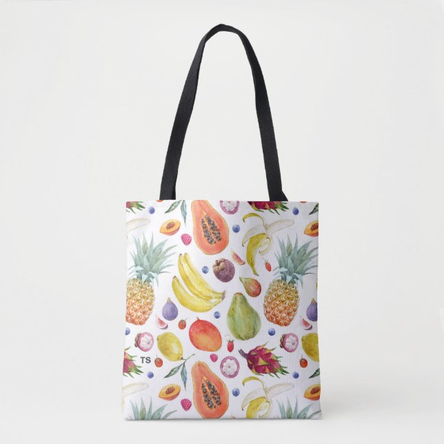 Farbige Fruchtmuster Monogramm Tasche (Vorderseite)